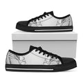 White Kaleidoscope Print Black Low Top Sneakers