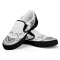 White Kaleidoscope Print Black Slip On Sneakers