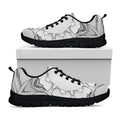 White Kaleidoscope Print Black Running Shoes