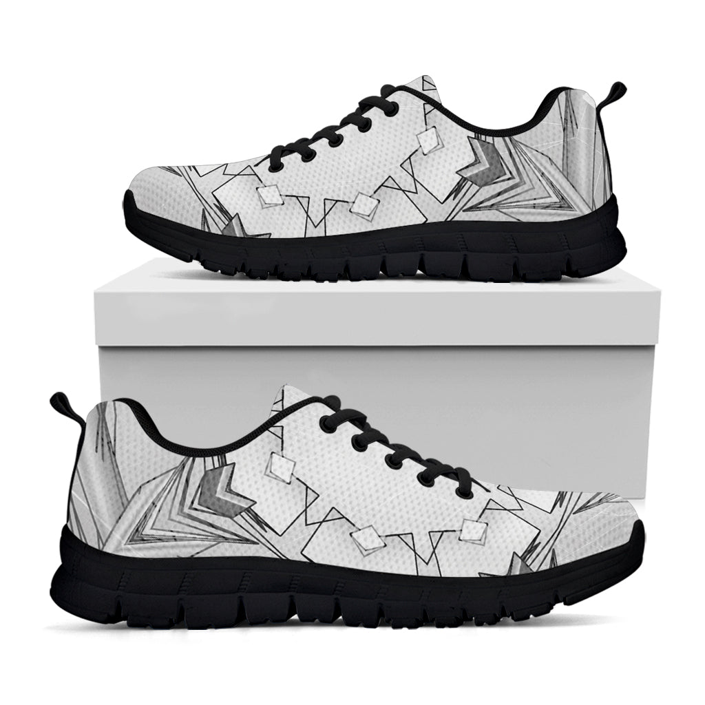 White Kaleidoscope Print Black Sneakers