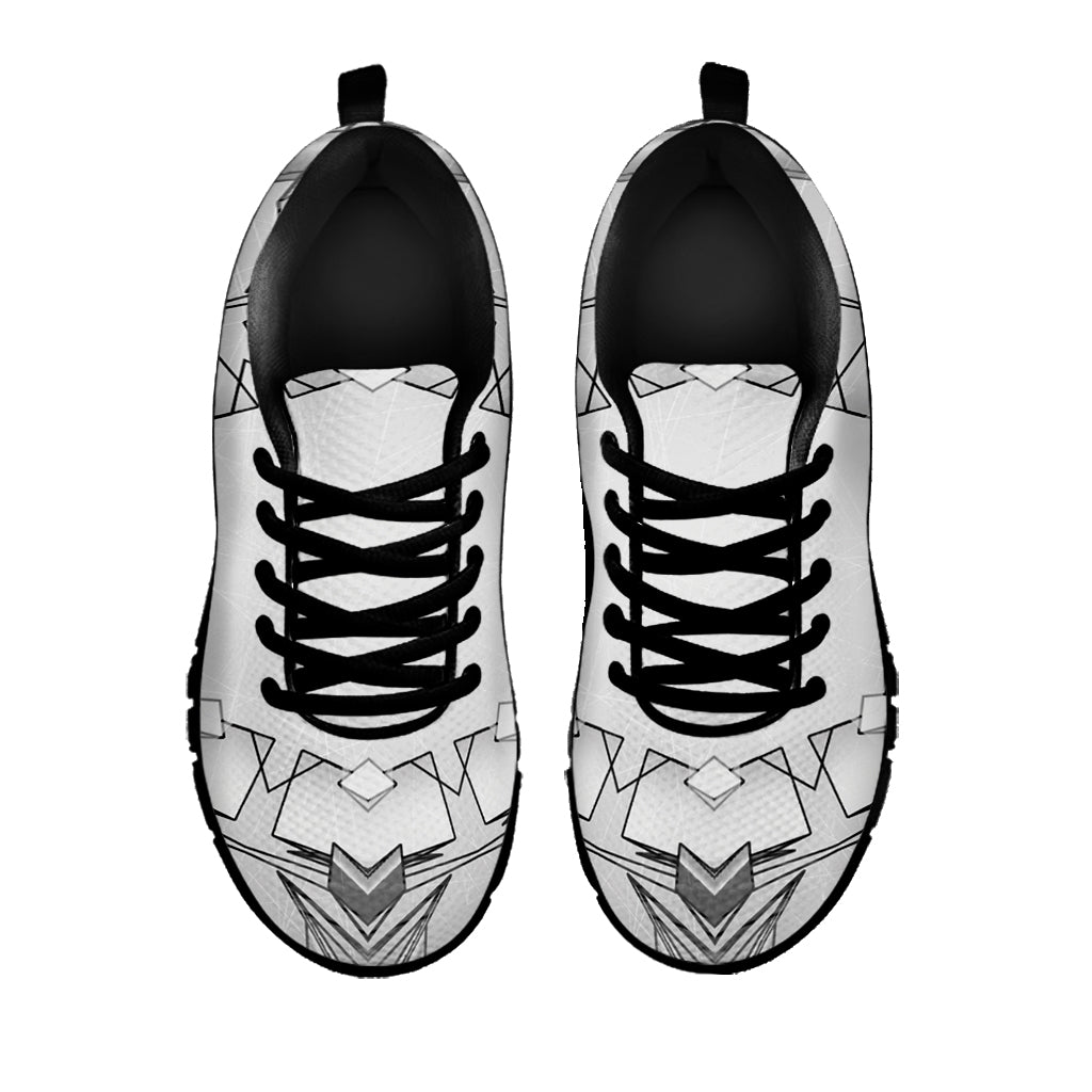 White Kaleidoscope Print Black Sneakers