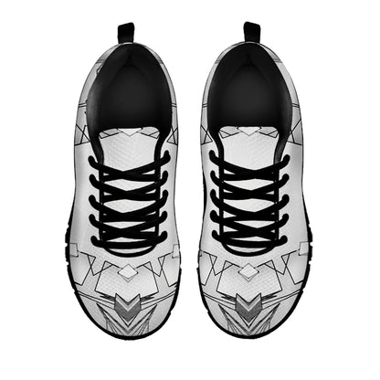 White Kaleidoscope Print Black Sneakers