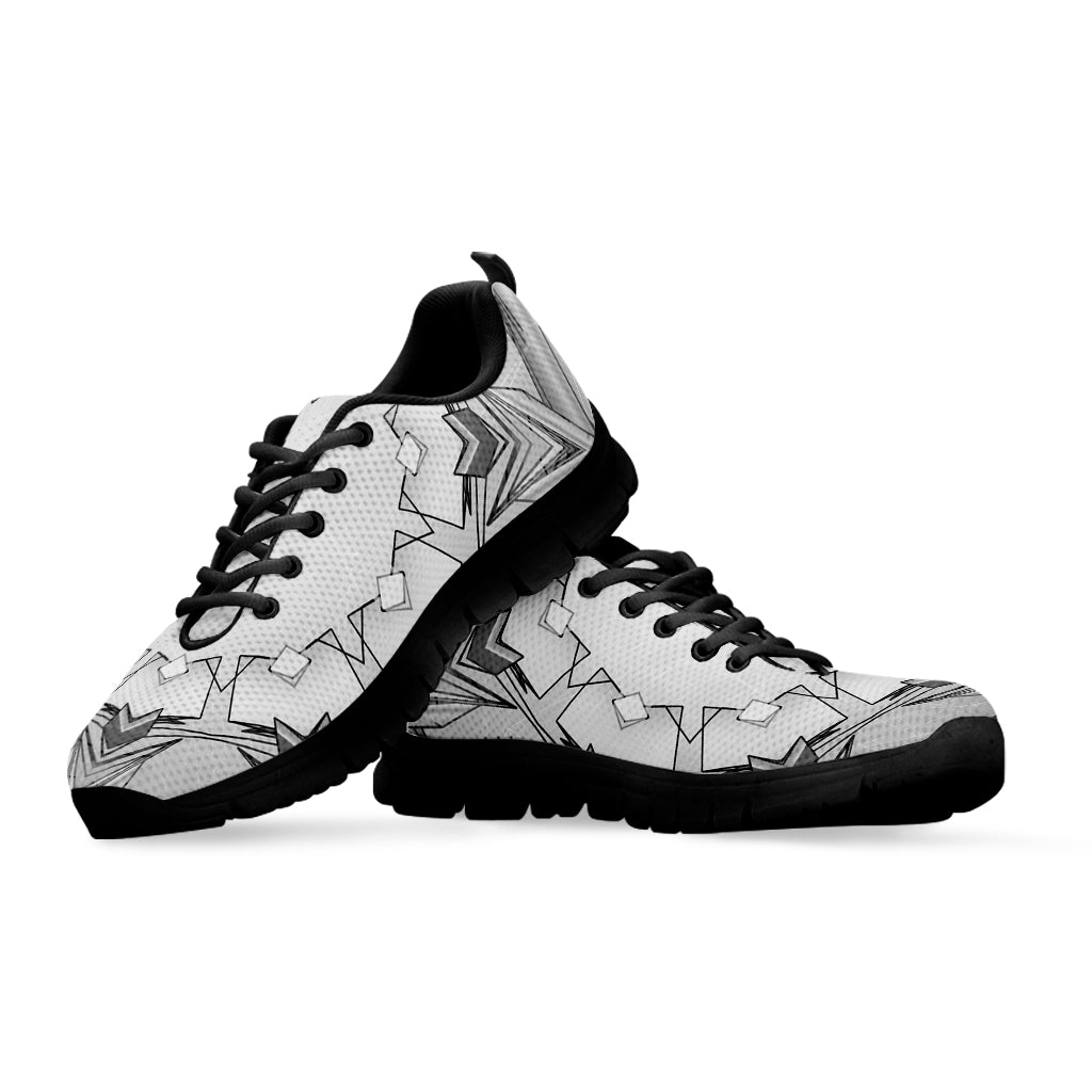 White Kaleidoscope Print Black Sneakers