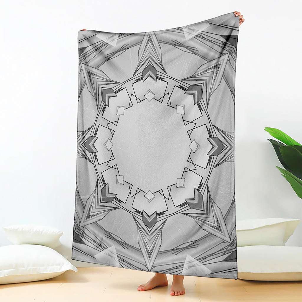 White Kaleidoscope Print Blanket