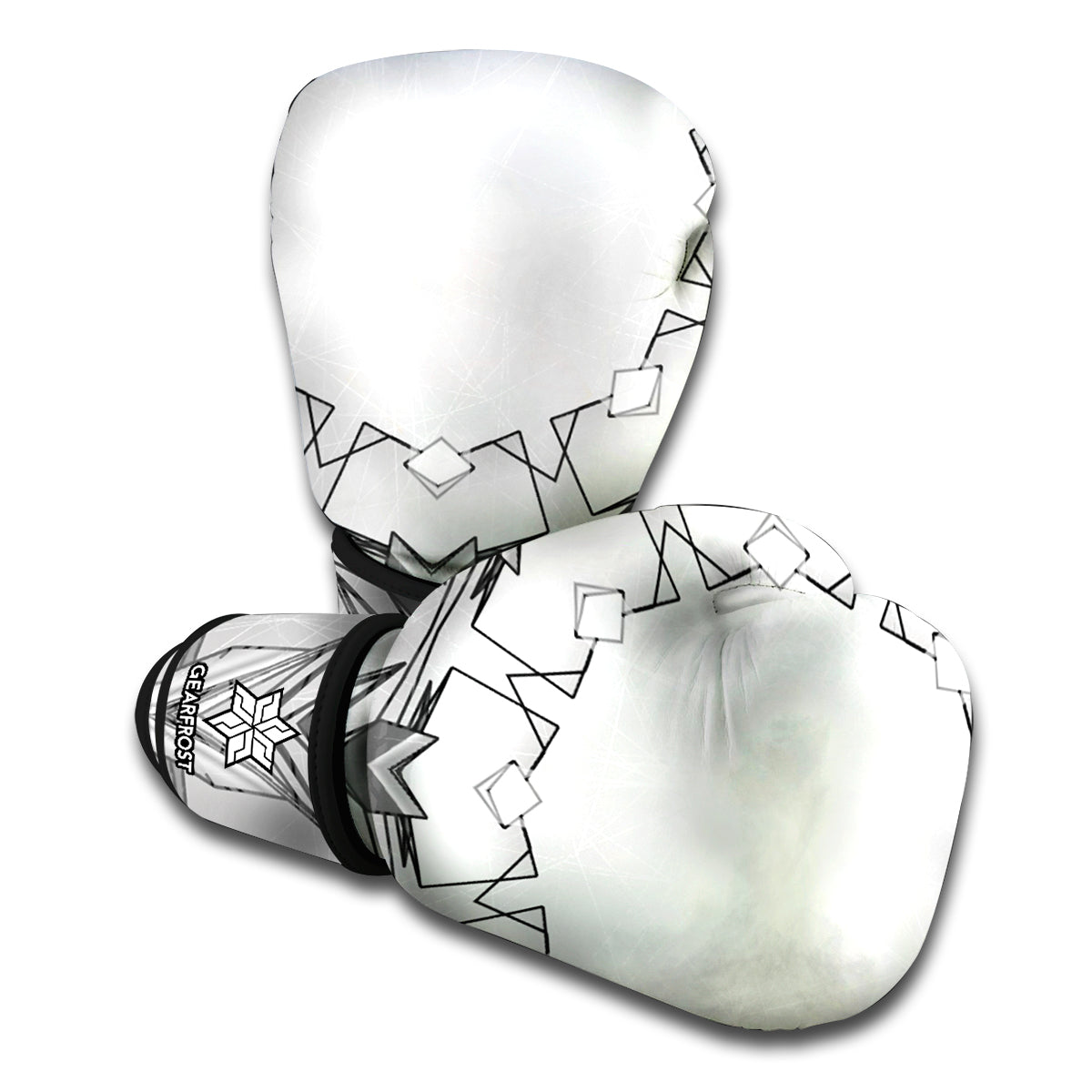 White Kaleidoscope Print Boxing Gloves