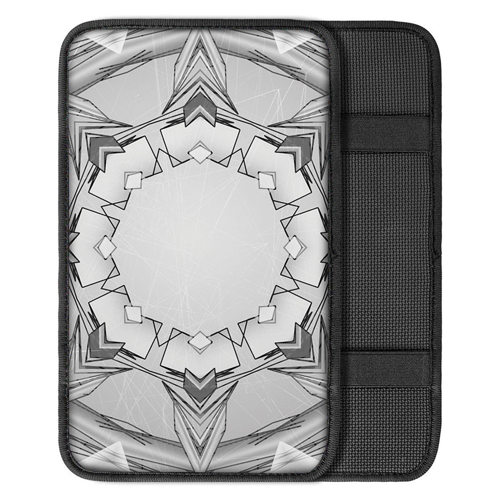 White Kaleidoscope Print Car Center Console Cover