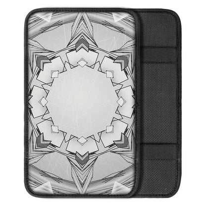 White Kaleidoscope Print Car Center Console Cover