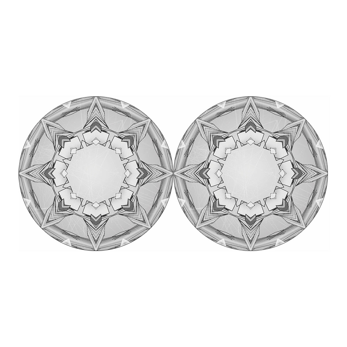 White Kaleidoscope Print Car Coasters