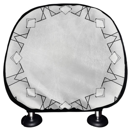 White Kaleidoscope Print Car Headrest Covers