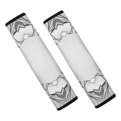White Kaleidoscope Print Car Seat Belt Covers