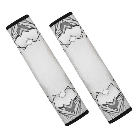 White Kaleidoscope Print Car Seat Belt Covers