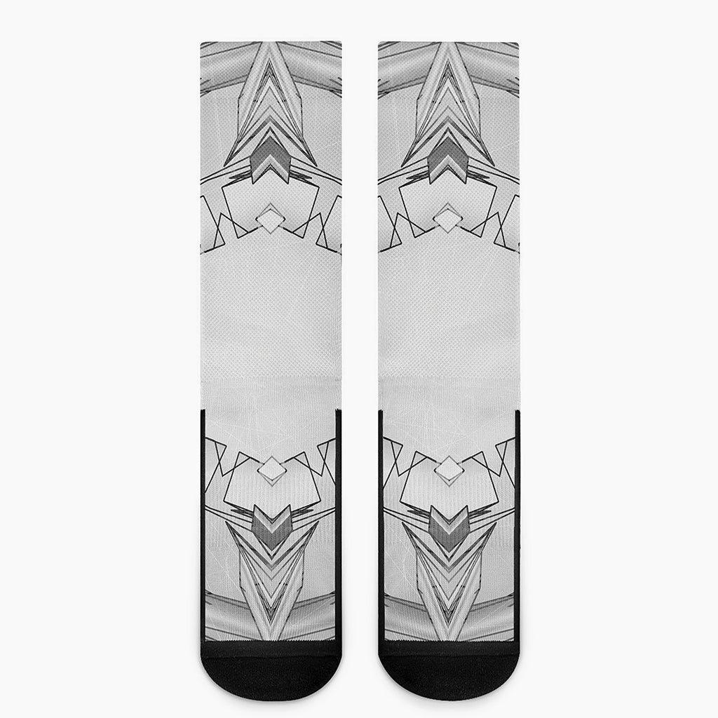 White Kaleidoscope Print Crew Socks