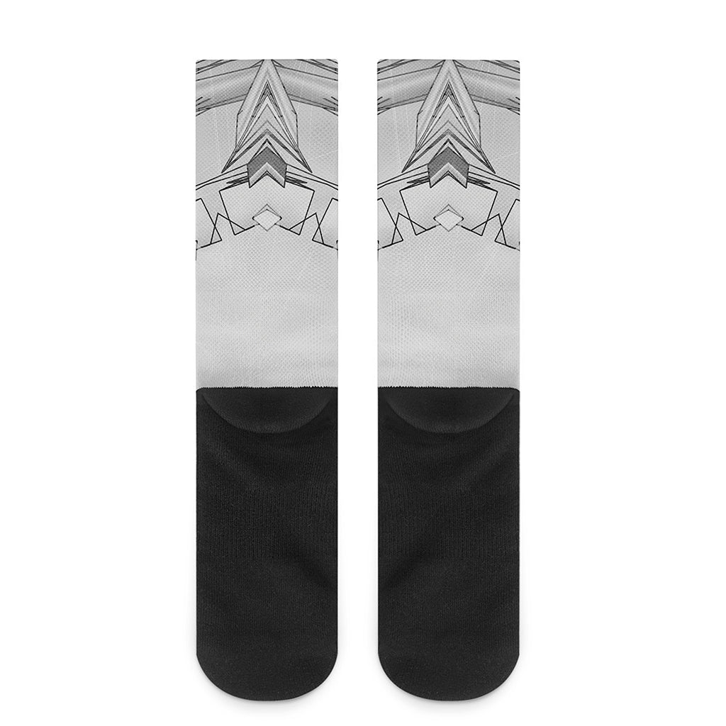 White Kaleidoscope Print Crew Socks