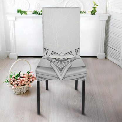 White Kaleidoscope Print Dining Chair Slipcover
