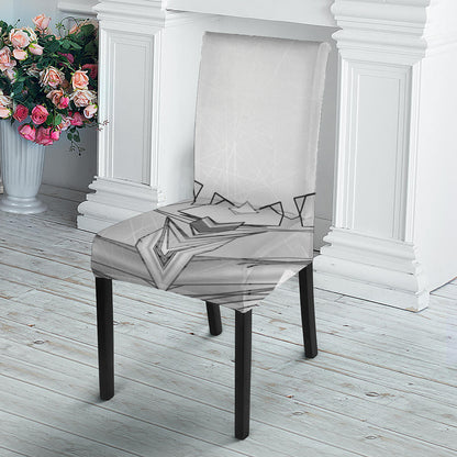 White Kaleidoscope Print Dining Chair Slipcover