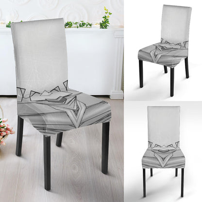 White Kaleidoscope Print Dining Chair Slipcover