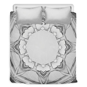 White Kaleidoscope Print Duvet Cover Bedding Set