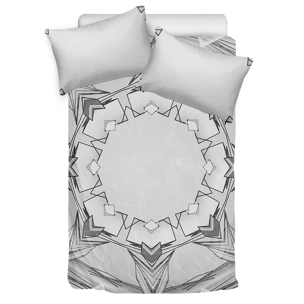 White Kaleidoscope Print Duvet Cover Bedding Set