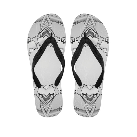 White Kaleidoscope Print Flip Flops