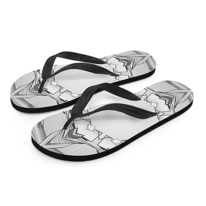 White Kaleidoscope Print Flip Flops