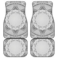 White Kaleidoscope Print Front and Back Car Floor Mats