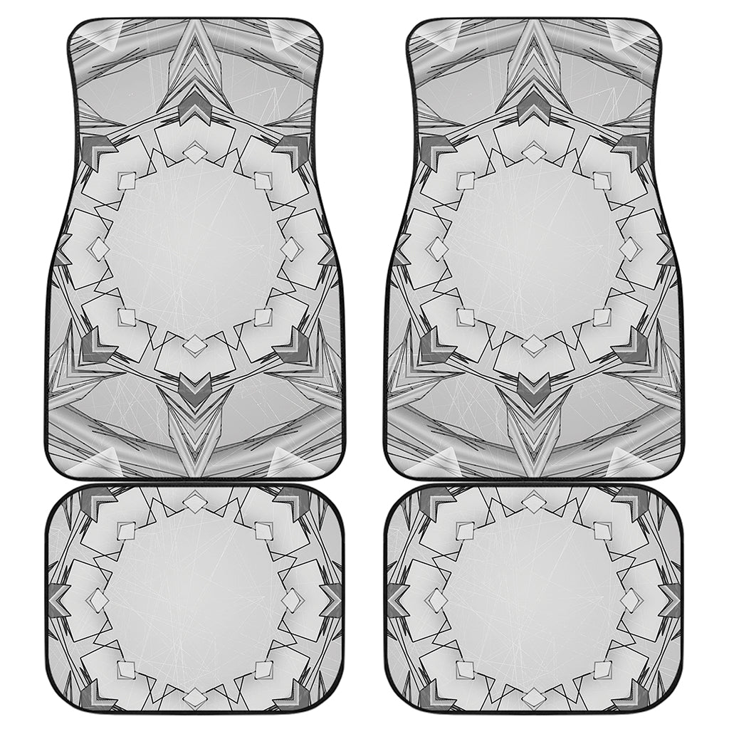 White Kaleidoscope Print Front and Back Car Floor Mats