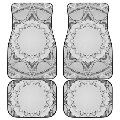 White Kaleidoscope Print Front and Back Car Floor Mats
