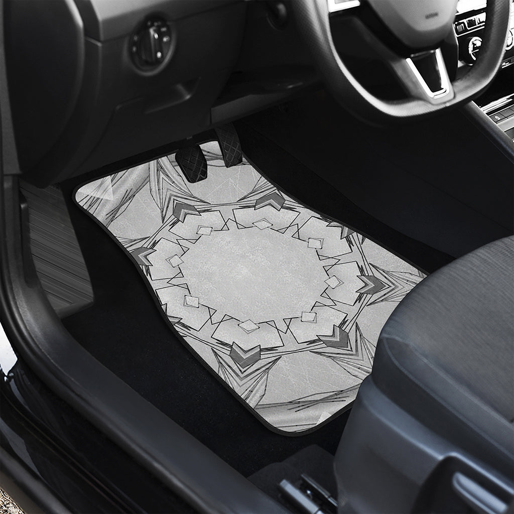 White Kaleidoscope Print Front and Back Car Floor Mats