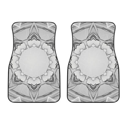 White Kaleidoscope Print Front Car Floor Mats