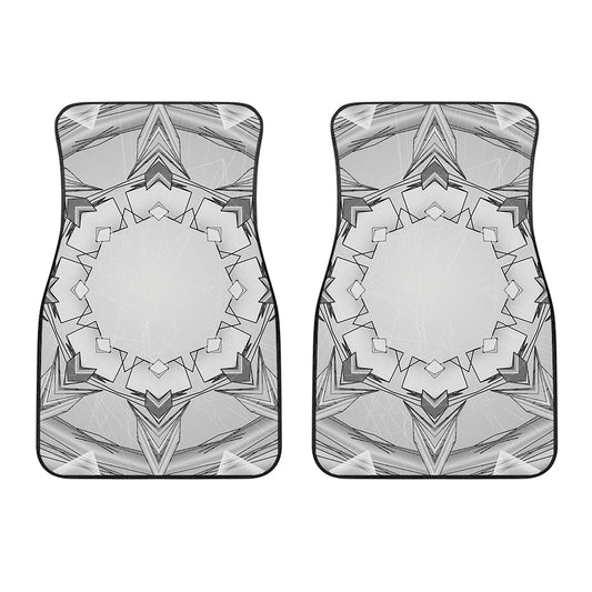 White Kaleidoscope Print Front Car Floor Mats