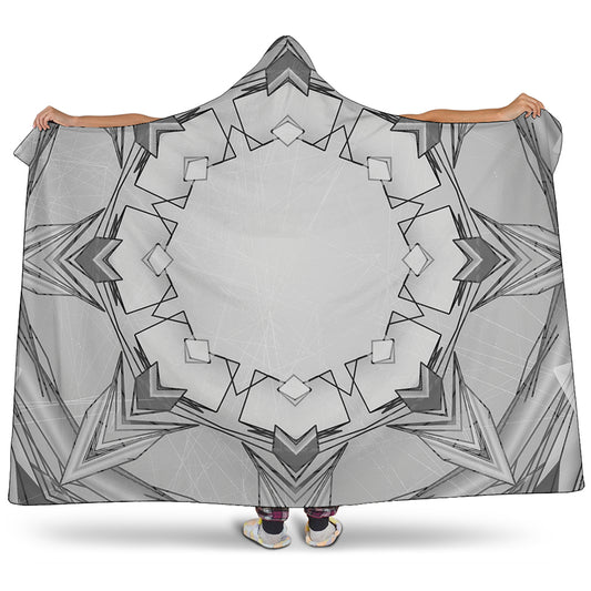 White Kaleidoscope Print Hooded Blanket