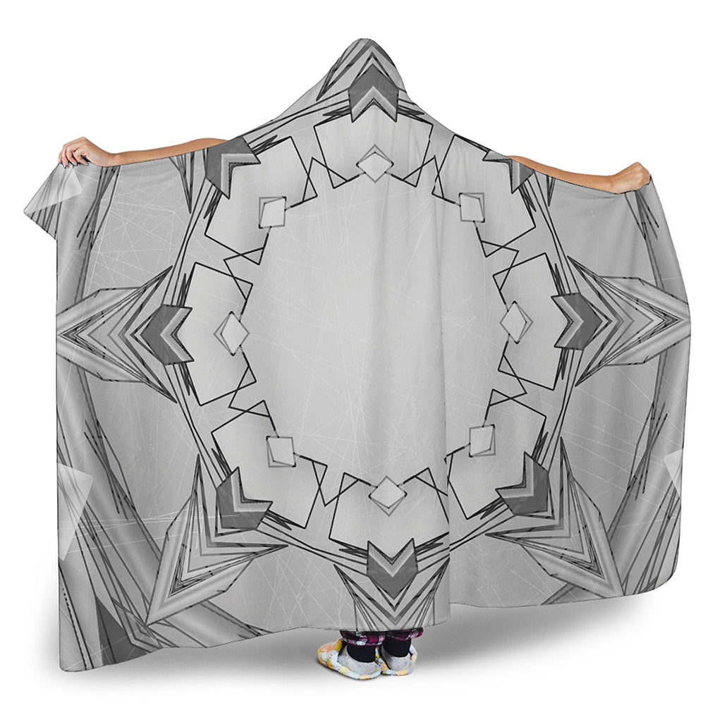 White Kaleidoscope Print Hooded Blanket
