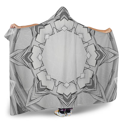 White Kaleidoscope Print Hooded Blanket