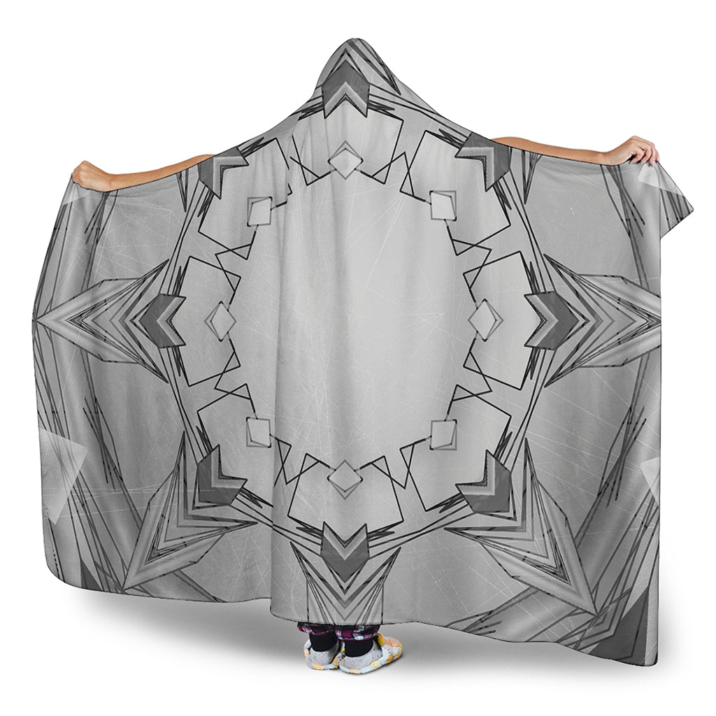 White Kaleidoscope Print Hooded Blanket