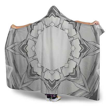 White Kaleidoscope Print Hooded Blanket