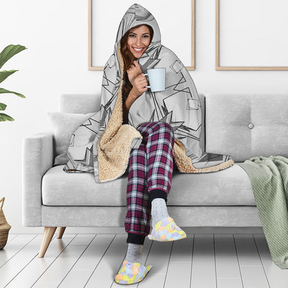White Kaleidoscope Print Hooded Blanket