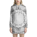 White Kaleidoscope Print Pullover Hoodie Dress