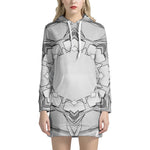 White Kaleidoscope Print Hoodie Dress