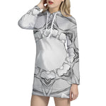 White Kaleidoscope Print Hoodie Dress