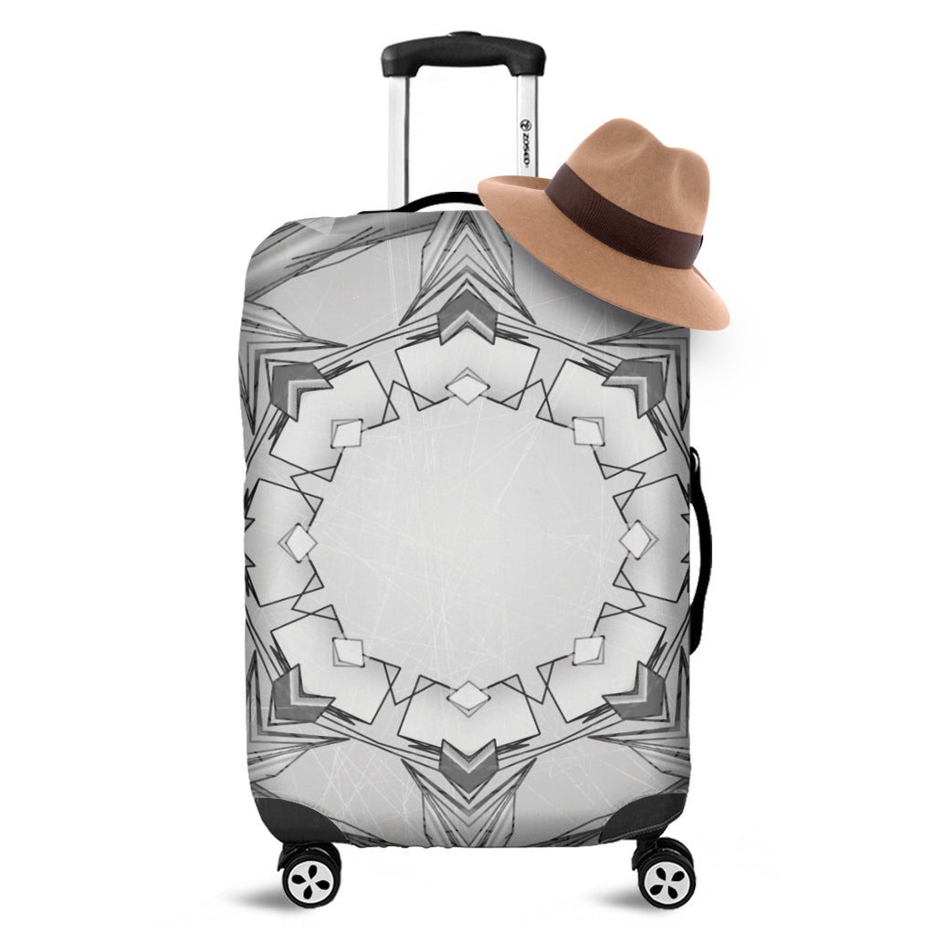 White Kaleidoscope Print Luggage Cover
