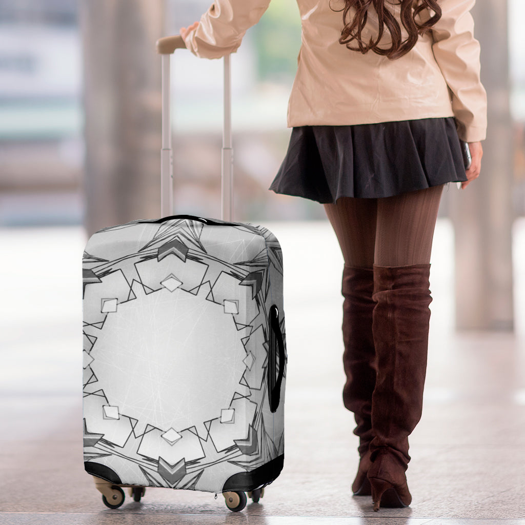 White Kaleidoscope Print Luggage Cover