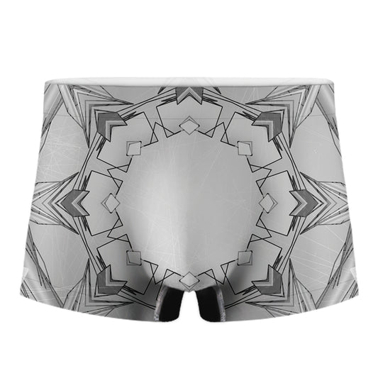 White Kaleidoscope Print Men's Boxer Briefs