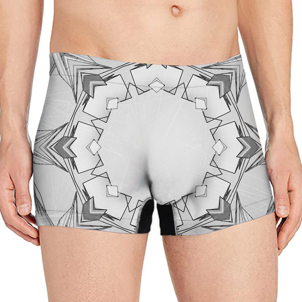 White Kaleidoscope Print Men's Boxer Briefs