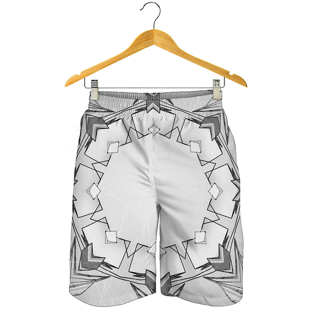 White Kaleidoscope Print Men's Shorts