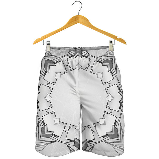 White Kaleidoscope Print Men's Shorts