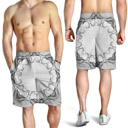 White Kaleidoscope Print Men's Shorts