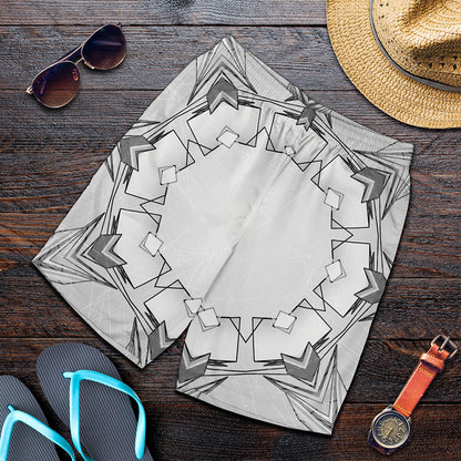 White Kaleidoscope Print Men's Shorts