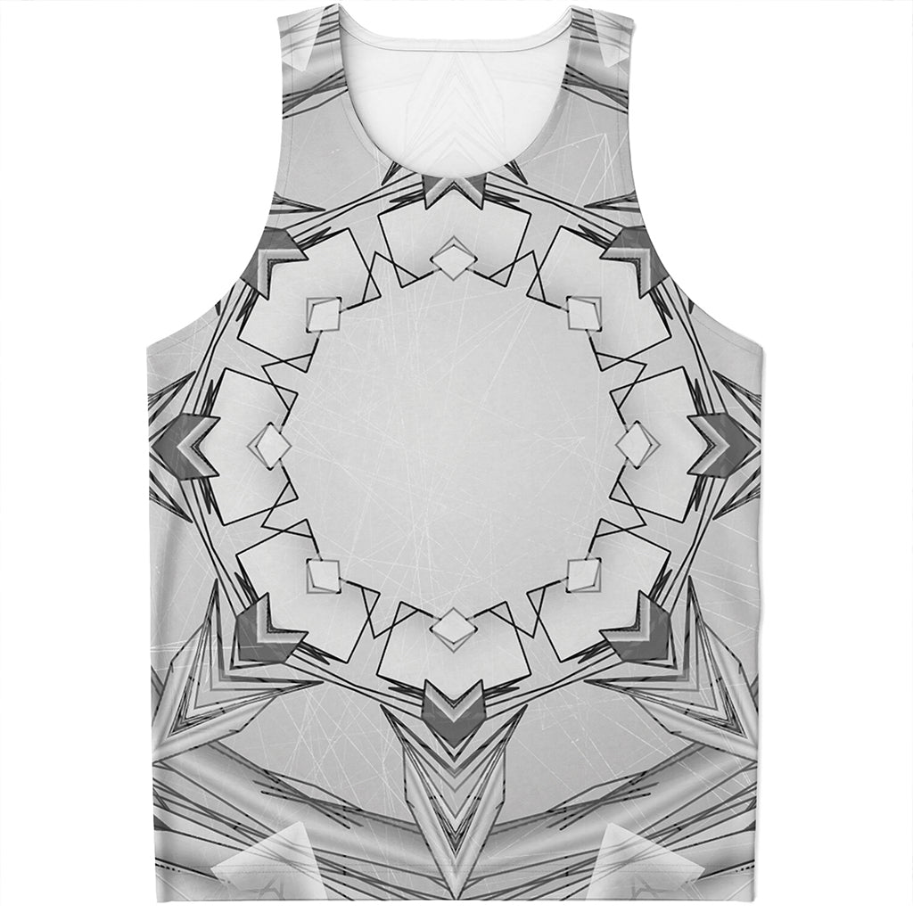 White Kaleidoscope Print Men's Tank Top