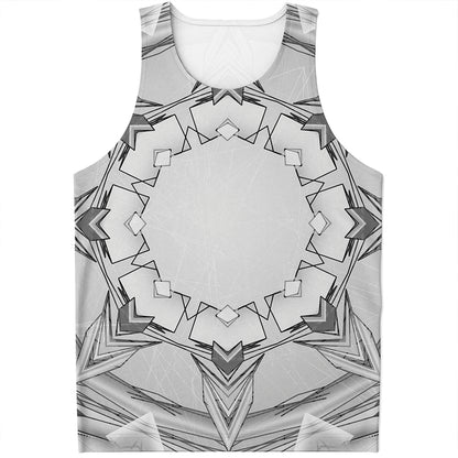 White Kaleidoscope Print Men's Tank Top