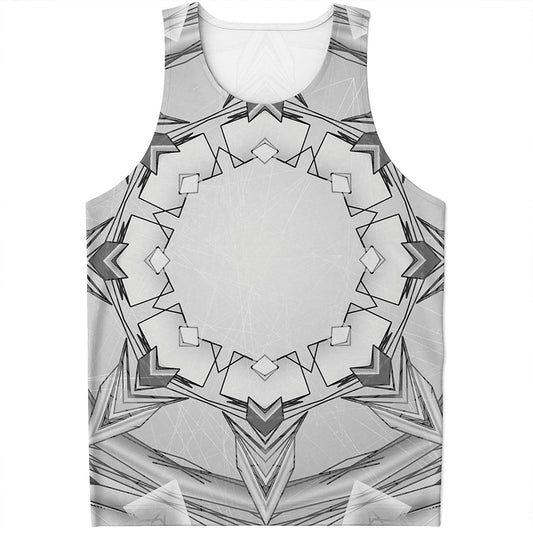 White Kaleidoscope Print Men's Tank Top